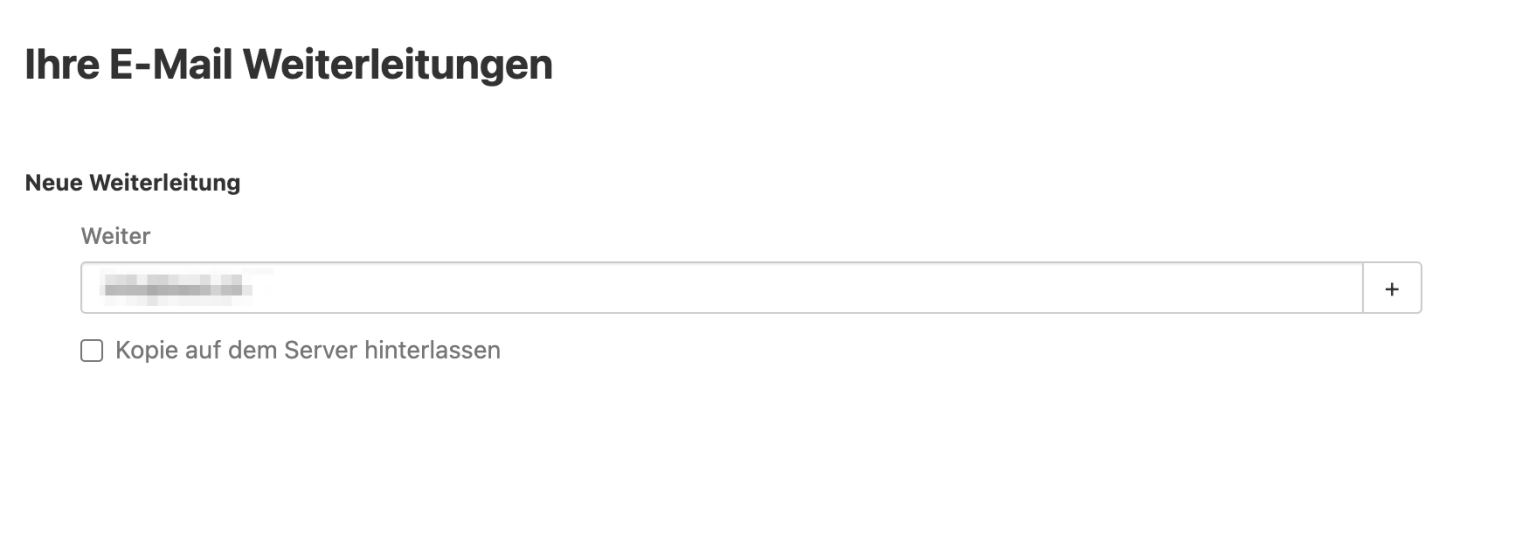 Eine Weiterleitung auf eine andere EMailAdresse einrichten Swizzonic.ch
