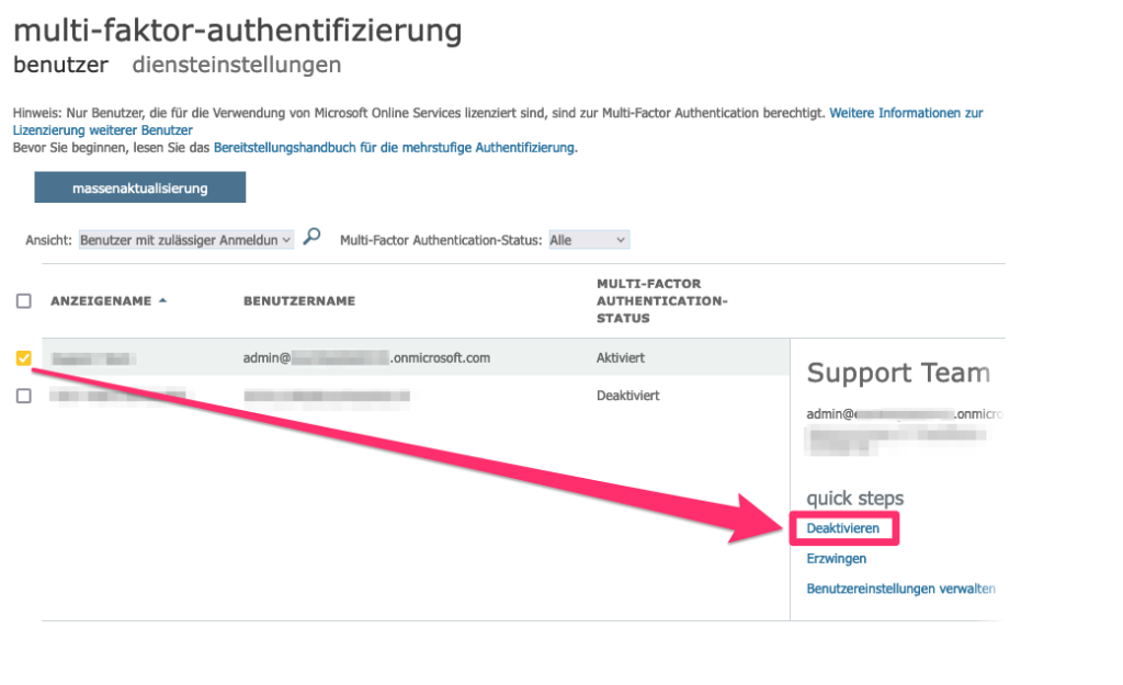 Microsoft 365 MultiFaktorAuthentifzierung deaktivieren Swizzonic.ch